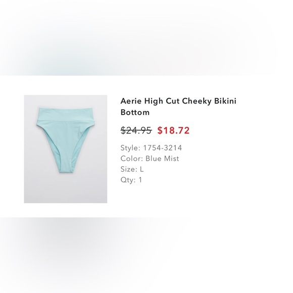 Women's High-Waisted Swim Bottom - Light Blue - Picture 4 of 4